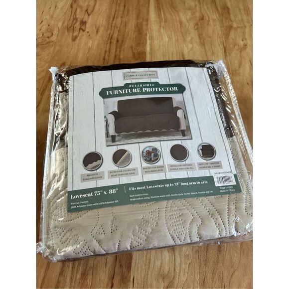 Camille collection reversible furniture protector loveseat 75” x 88” polyester - Picture 1 of 4